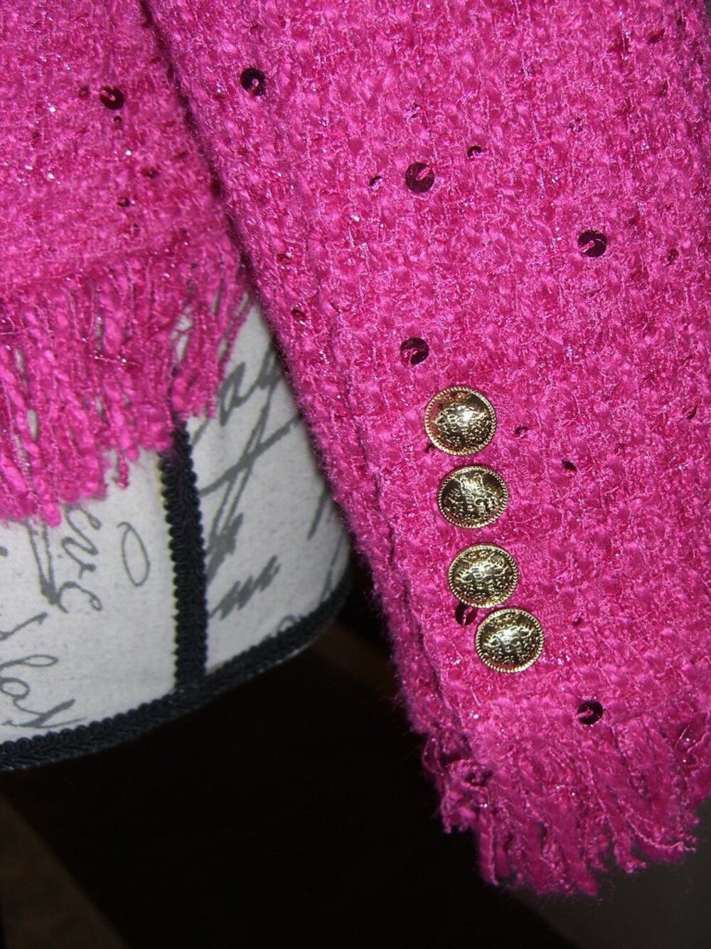 NWT ZARA FUSCHIA FRINGE TWEED JACKET 4 - Picture 7 of 8